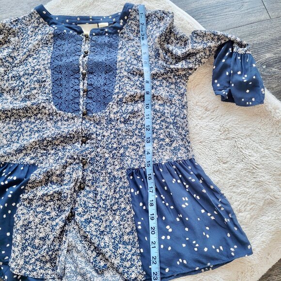 Anthropologie Maeve Hiver Floral Print Blouse in Navy Blue Size 2 - Picture 11 of 12
